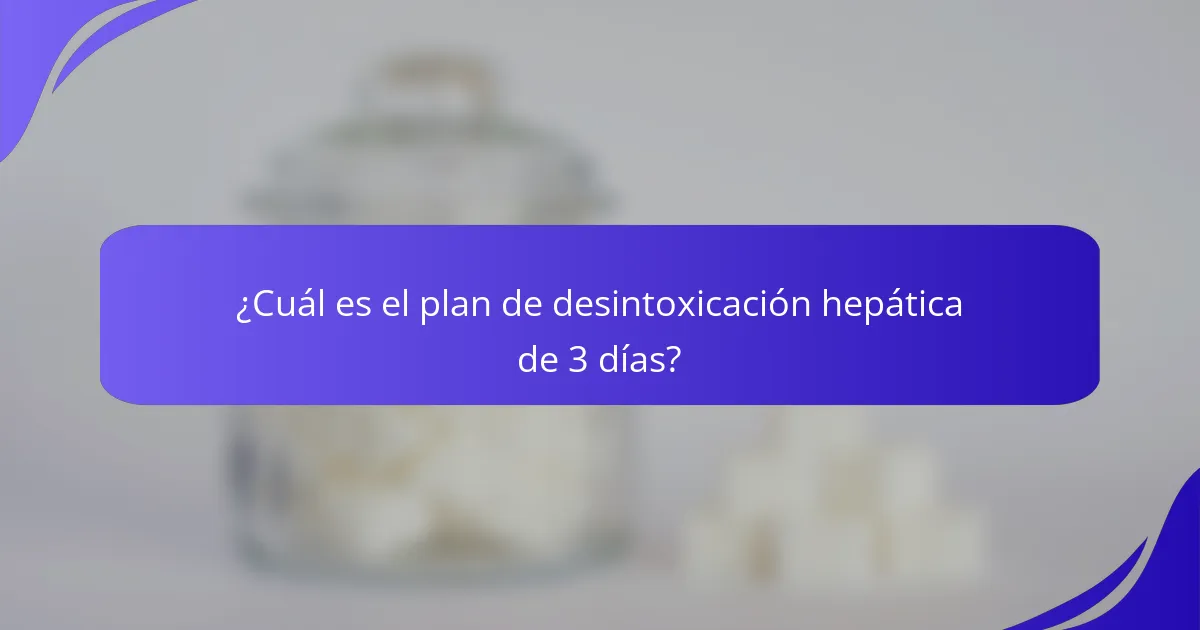 ¿Cuál es el plan de desintoxicación hepática de 3 días?