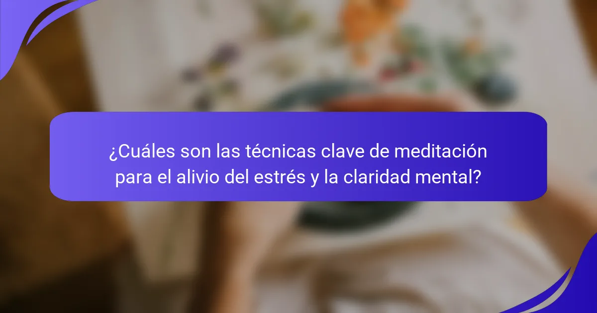 ¿Cuáles son las técnicas clave de meditación para el alivio del estrés y la claridad mental?