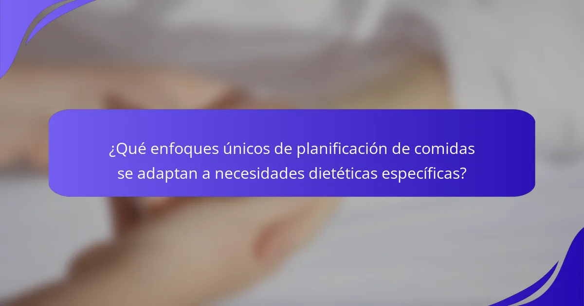 ¿Qué enfoques únicos de planificación de comidas se adaptan a necesidades dietéticas específicas?