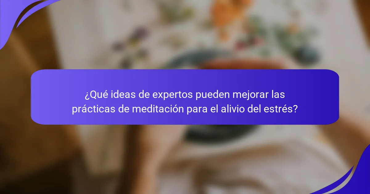 ¿Qué ideas de expertos pueden mejorar las prácticas de meditación para el alivio del estrés?